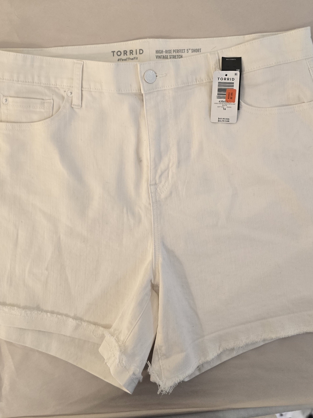 TORRID White Denim Cutoff Shorts High Rise Frayed Hem NWT Plus Size 16 - Picture 10 of 16